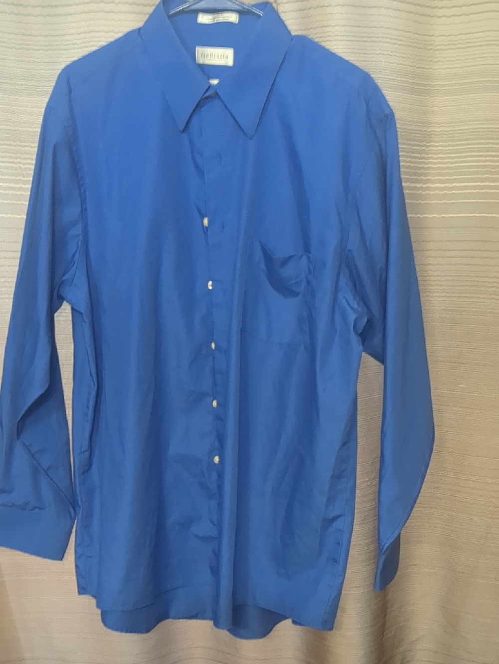 Van Heusen Royal Blue Button Down Dress Shirt Size 17 XL